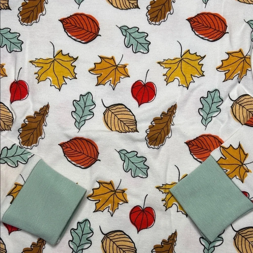 Kids Fall Leaf Print Long Sleeve Two Piece Pajamas